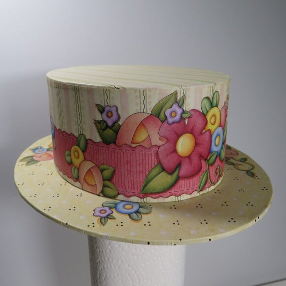 Mary Engelbreit Hat Gift Box Floral Yellow & Green - Picture 1 of 8